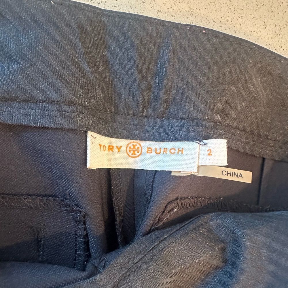 Tory Burch Women's Black Slit Hem Cotton Blend Pants Size 2 - Picture 6 of 11